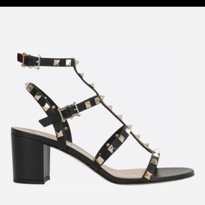 VALENTINO ROCKSTUD CALFSKIN  STRAP SANDAL 60 MM BLACK